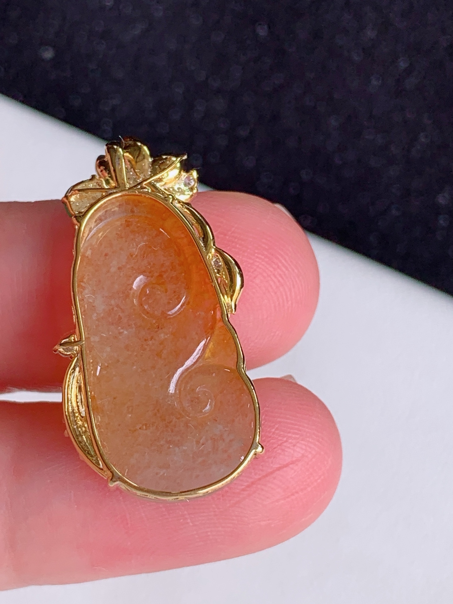️【18k镶嵌冰黄如意】无裂，裸石尺寸：21 3/12 3尺寸: 27 5/13 9/4 4