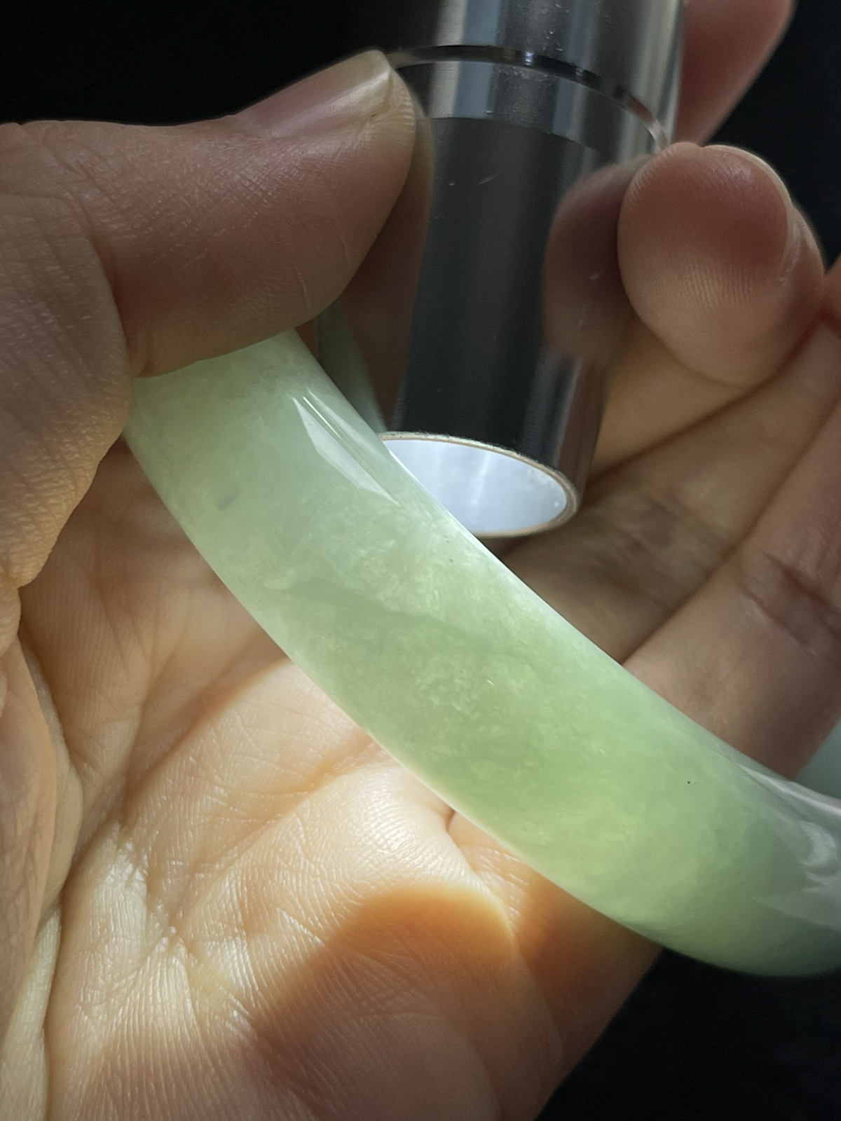 圈口58.8，冰糯种湖水绿翡翠正圈手镯