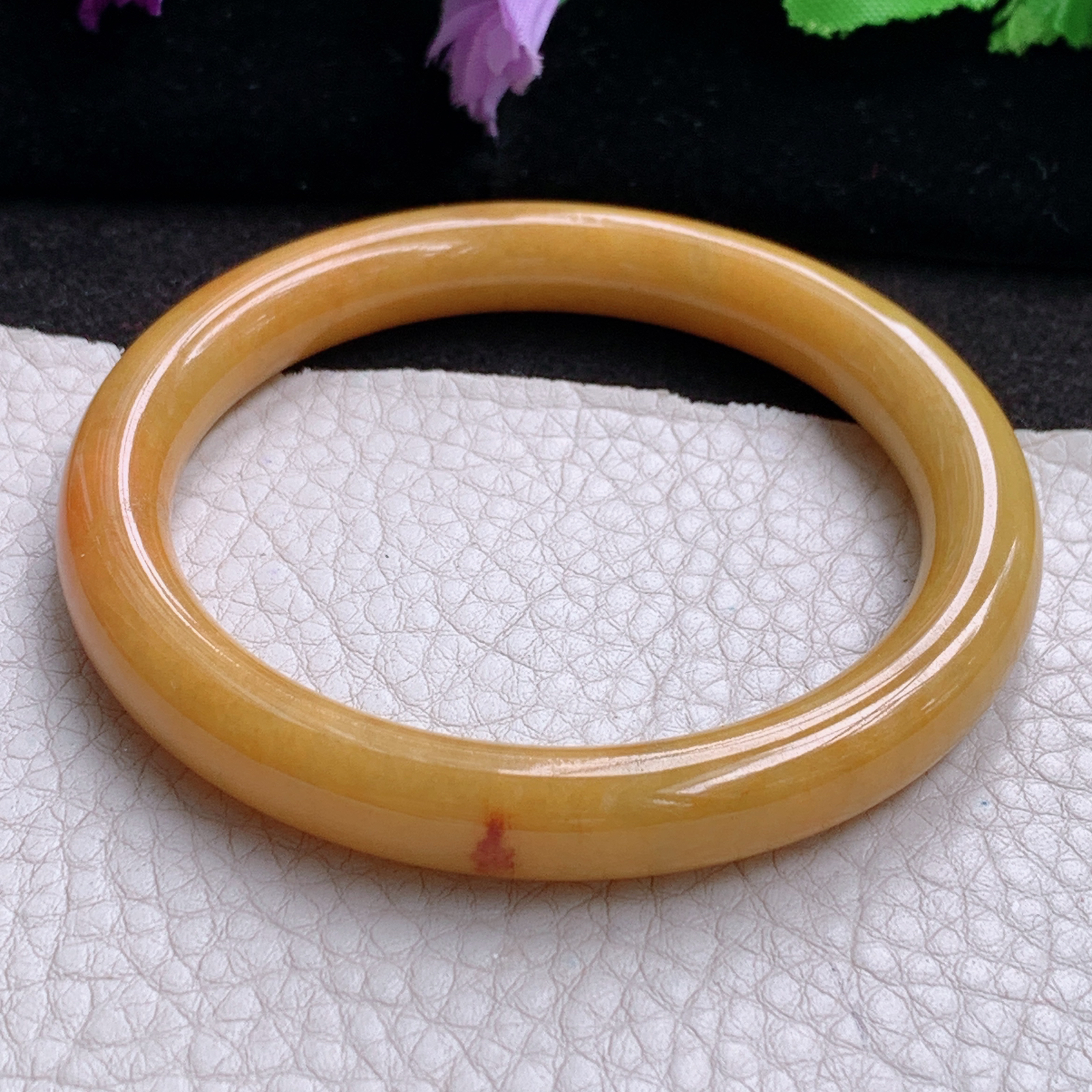 z实拍57*9.5*8.8招财美人镯 缅甸翡翠a货玉手镯胶感冰黄圆条玉手环