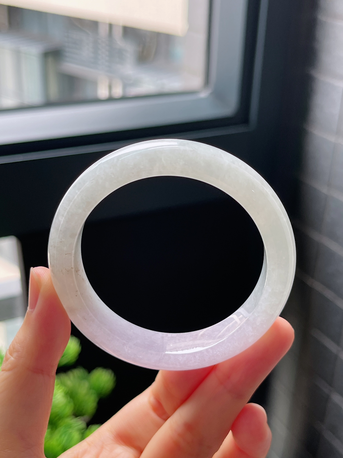 圈口50.5，冰糯种春带彩翡翠正圈手镯