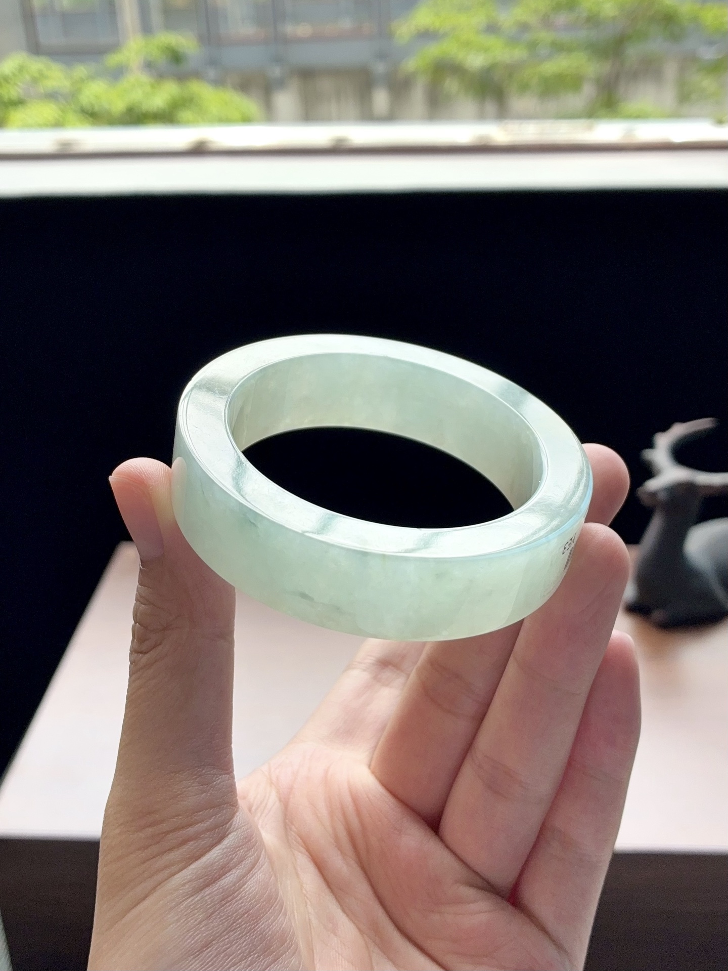 小圈口冰晴绿宽版飘花镯胚 A0630-14 ⭕️67-50.7-15.2-8.2 可做51正圈