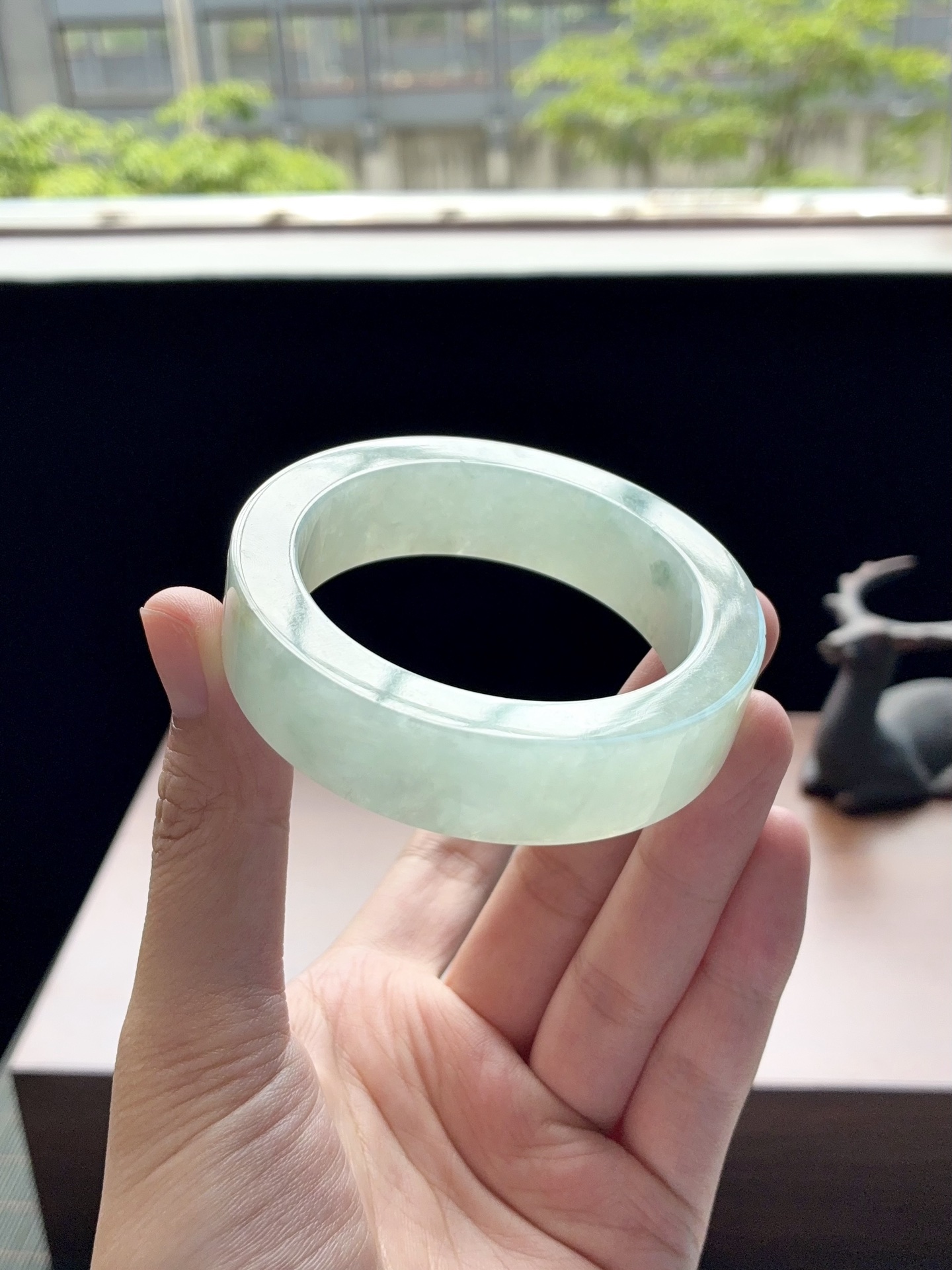 小圈口冰晴绿宽版飘花镯胚 A0630-14 ⭕️67-50.7-15.2-8.2 可做51正圈