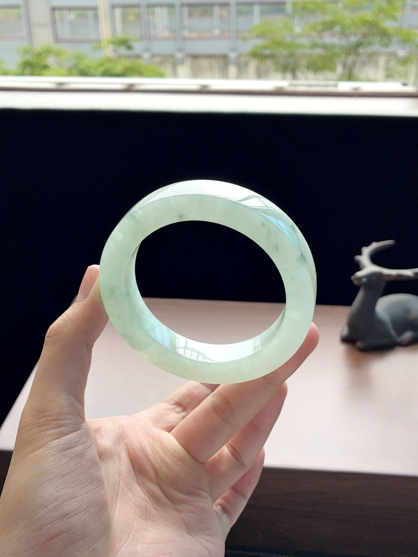 大圈口冰晴绿飘花镯胚 A0630-4 ⭕️77.5-57.8-12.8-10 可做58～61正圈