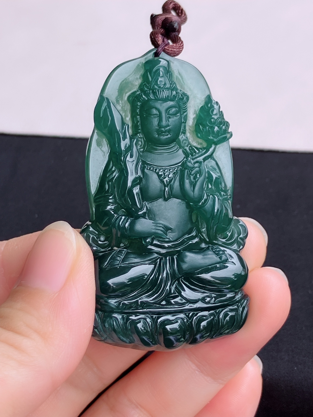 冰蓝水虚空藏菩萨，晶莹剔透，尺寸60.3/35/8/自然光实拍