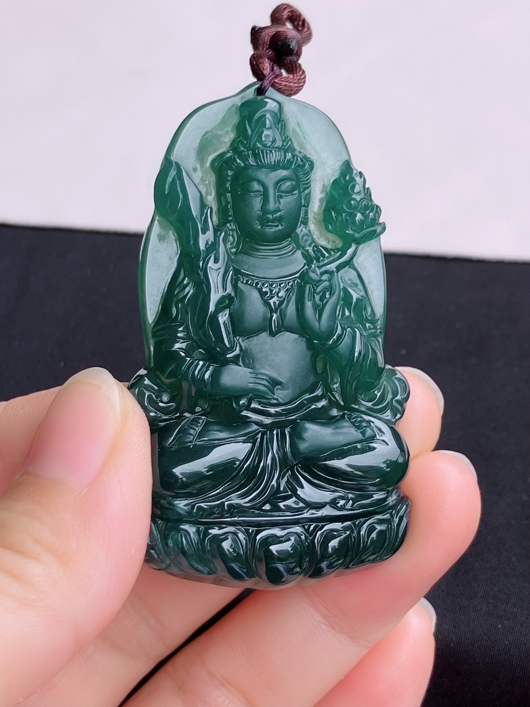 冰蓝水虚空藏菩萨，晶莹剔透，尺寸60.3/35/8/自然光实拍