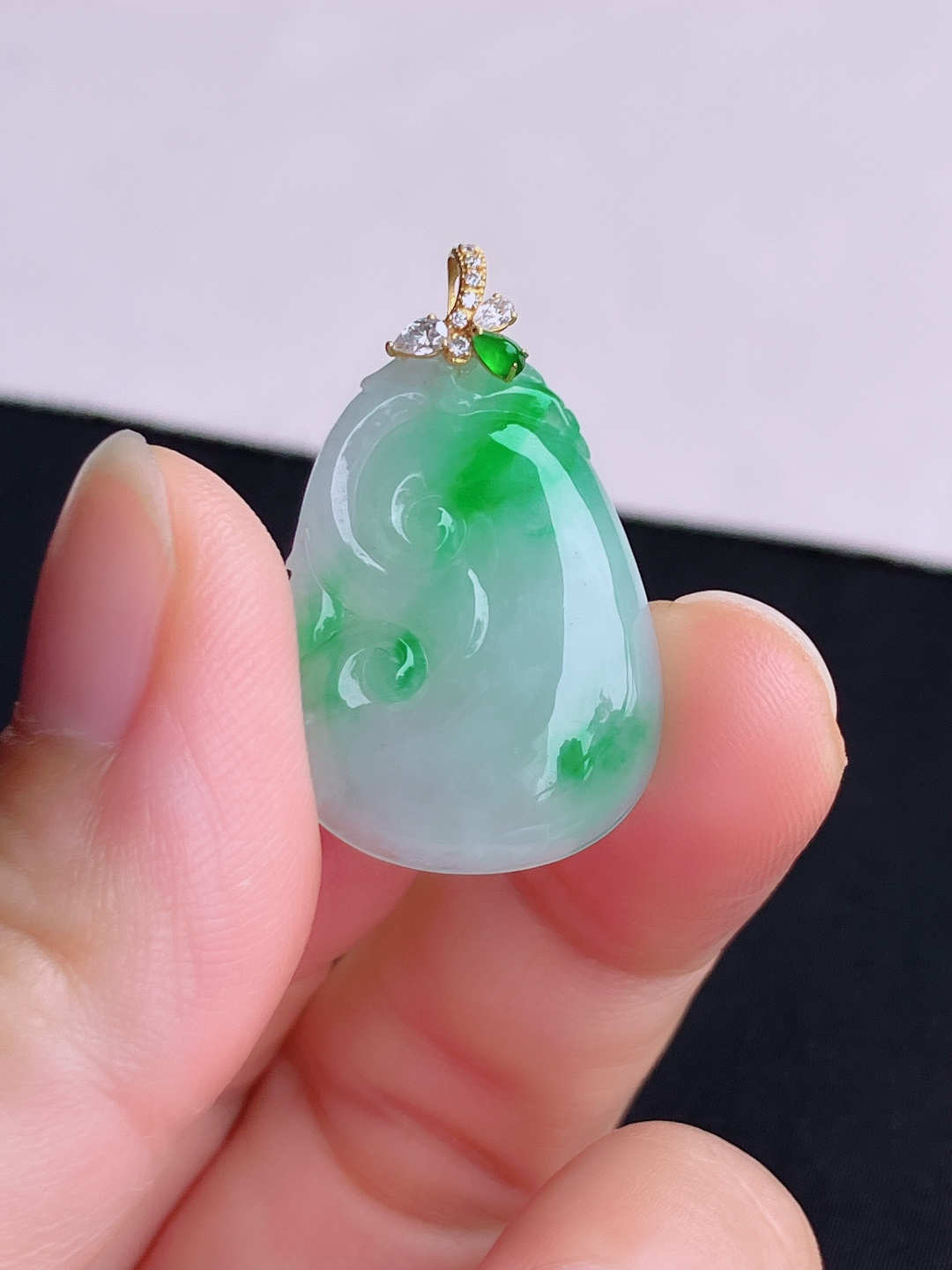 ️翠绿小如意，色美清爽，尺寸30.5/28/19/5.3/自然光实拍