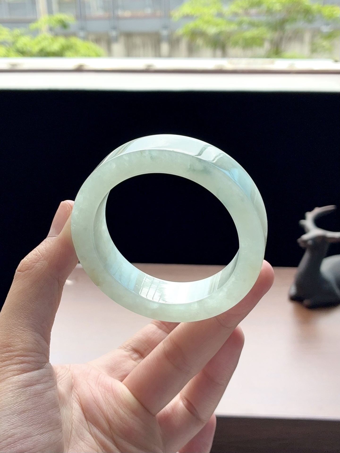 小圈口冰晴绿宽版飘花镯胚 A0630-14 ⭕️67-50.7-15.2-8.2 可做51正圈