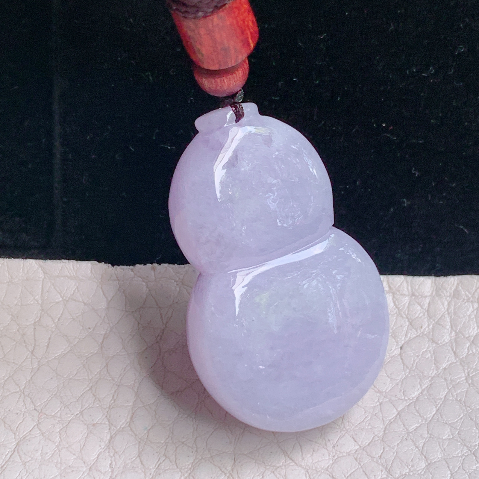 zen实拍39.5*25*15缅甸翡翠a货精雕清新饱满紫罗兰葫芦玉吊坠 玉挂件