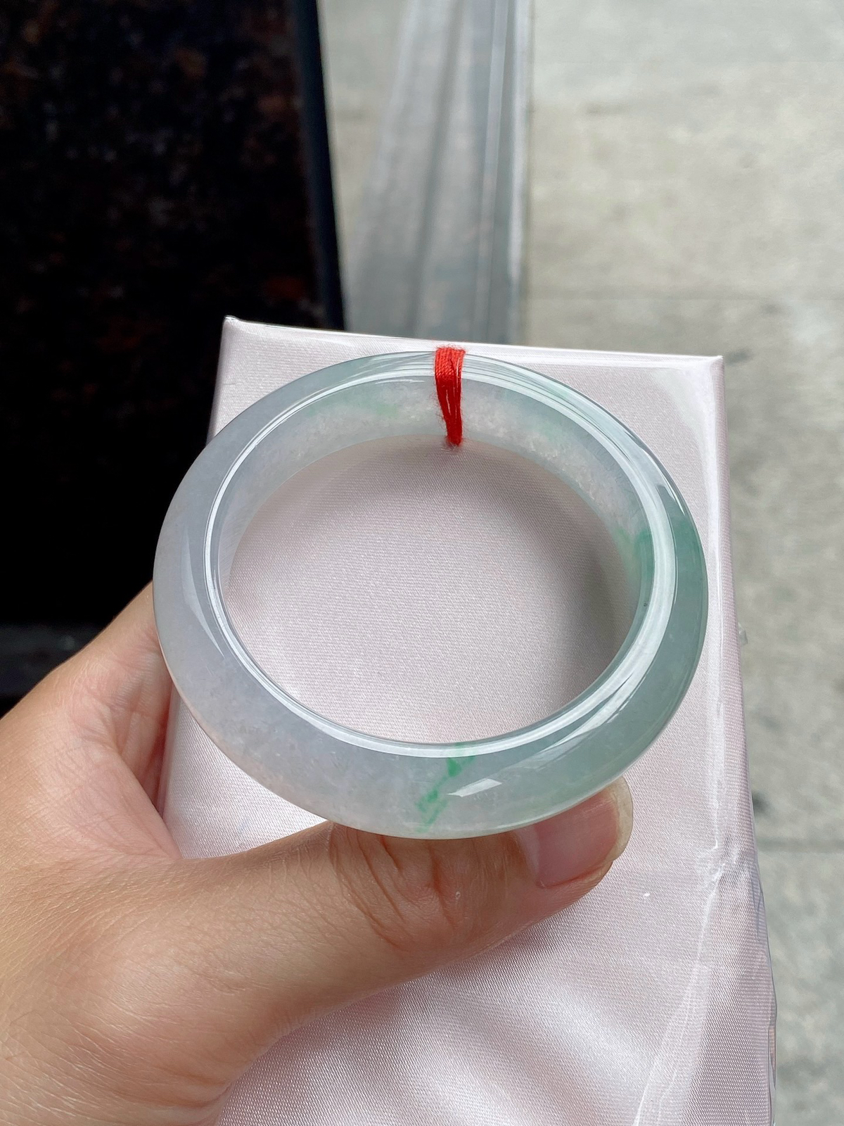 圈口53.5-12.8-9.2     【冰飘绿正圈手镯】圈口53  54可戴  质地细腻   种水好