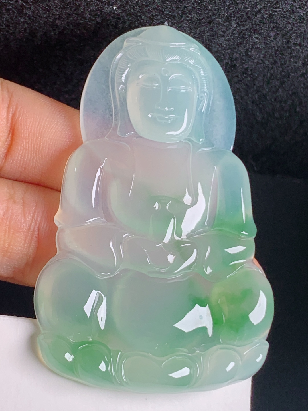 ️ 冰种飘绿观音，冰透起光翠色灵动，雕工端庄大气 0106