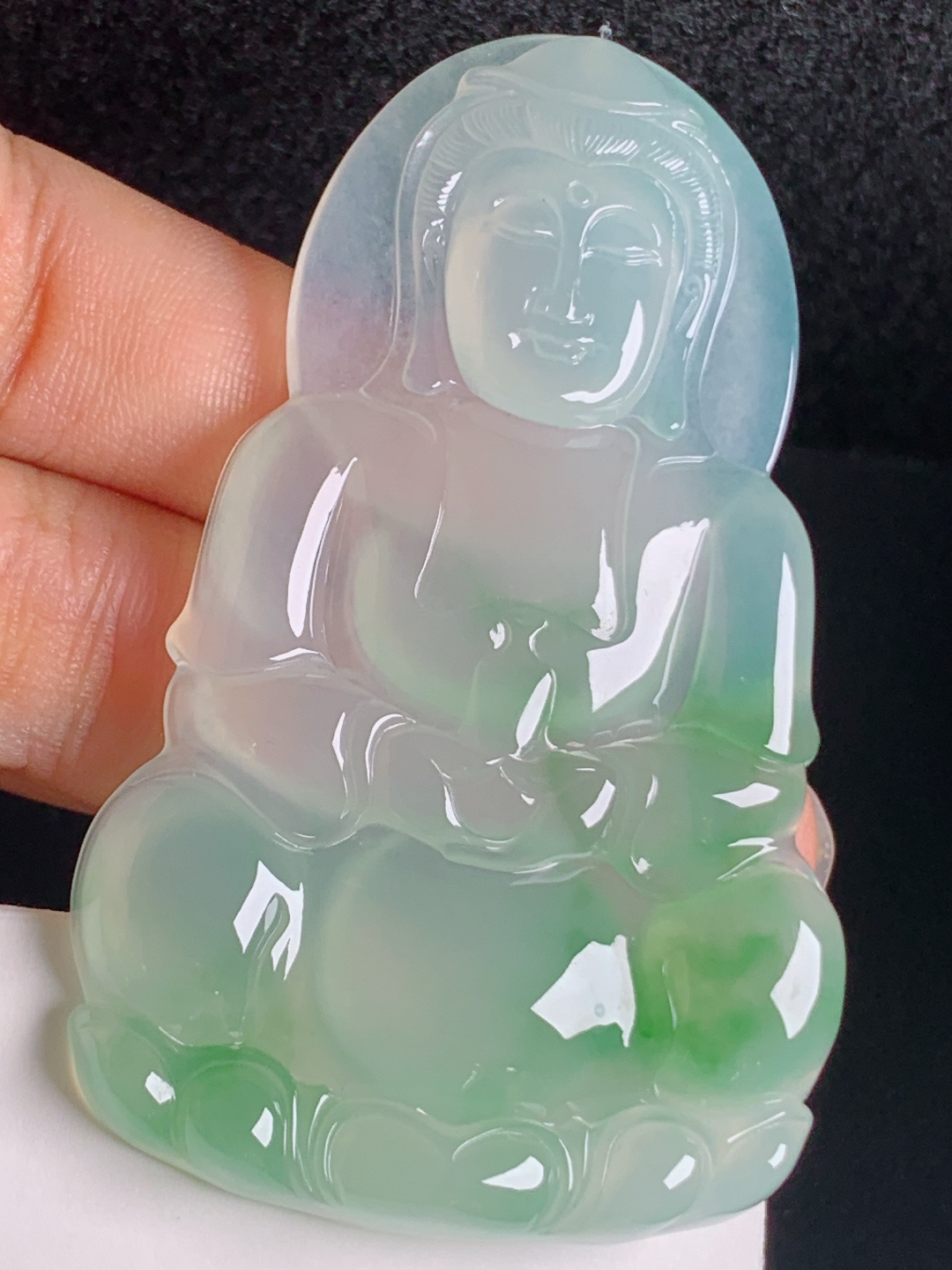 ️ 冰种飘绿观音，冰透起光翠色灵动，雕工端庄大气 0106