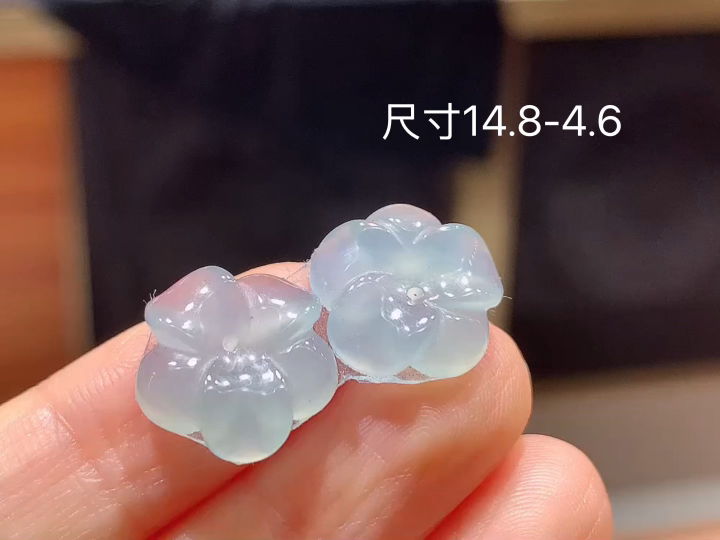 冰种花朵 无裂, 尺寸，14.8-4.6