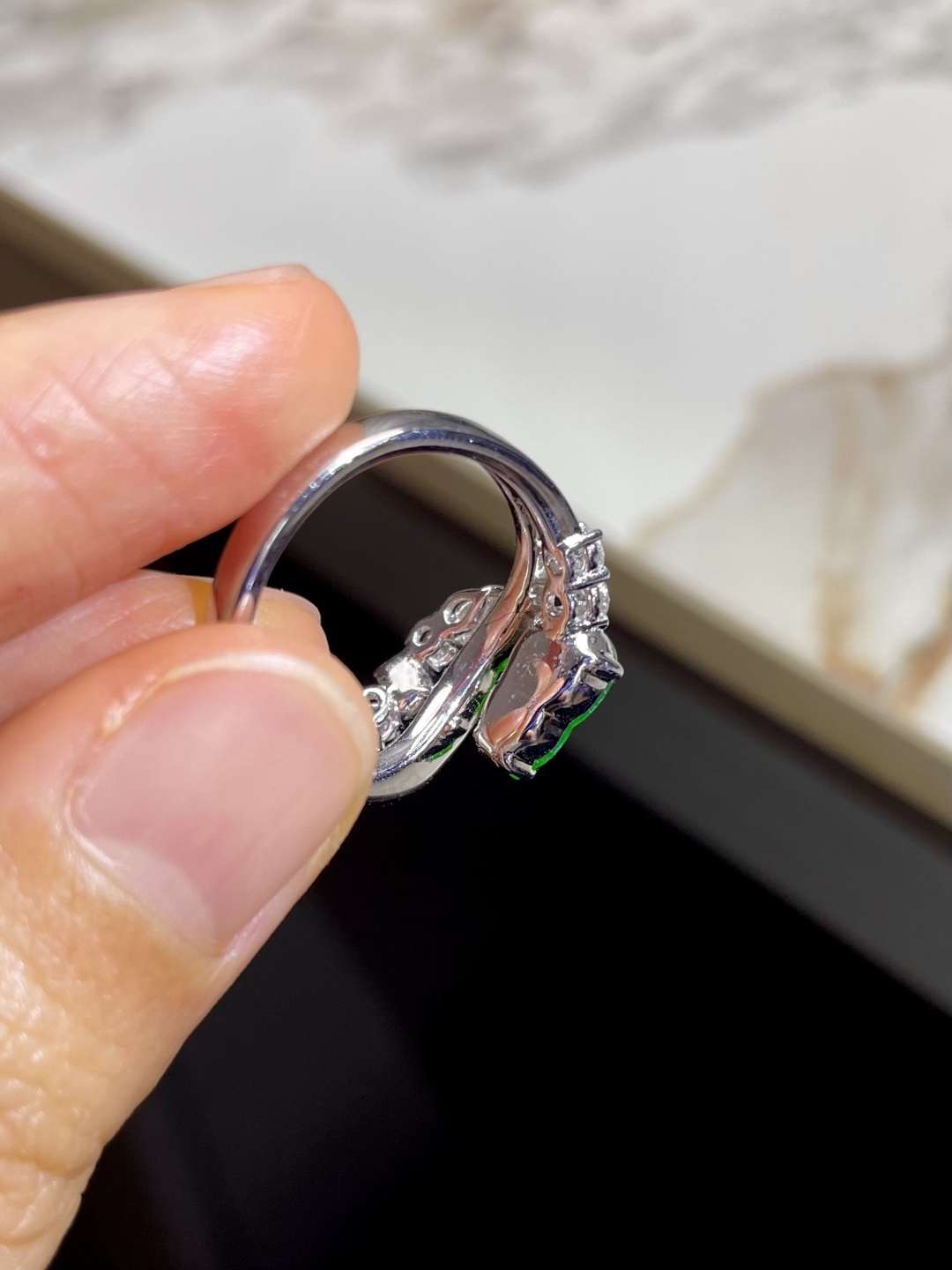 新品 | 玻璃种紫+绿葫芦戒指 裸石：5.5*9*3.5mm 整体：11.5*19*5mm