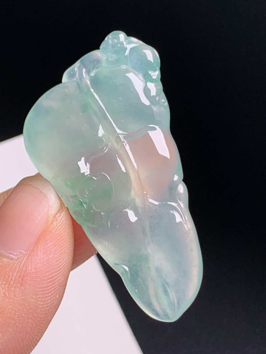 ️ 树叶裸石，冰胶通透飘花淡雅，大业有成寓意美好 0806