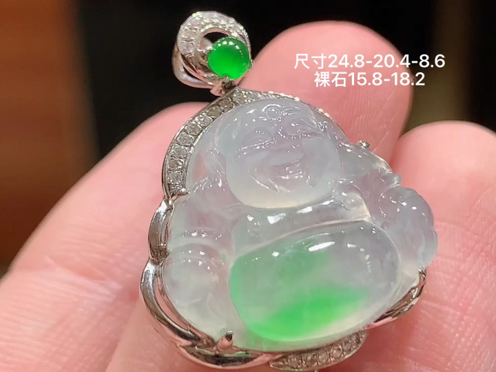 ️ 冰飘绿佛公吊坠 种老水足 佩戴优雅气质 性比高 18k金镶嵌 无裂 尺寸看图 24.8-20.