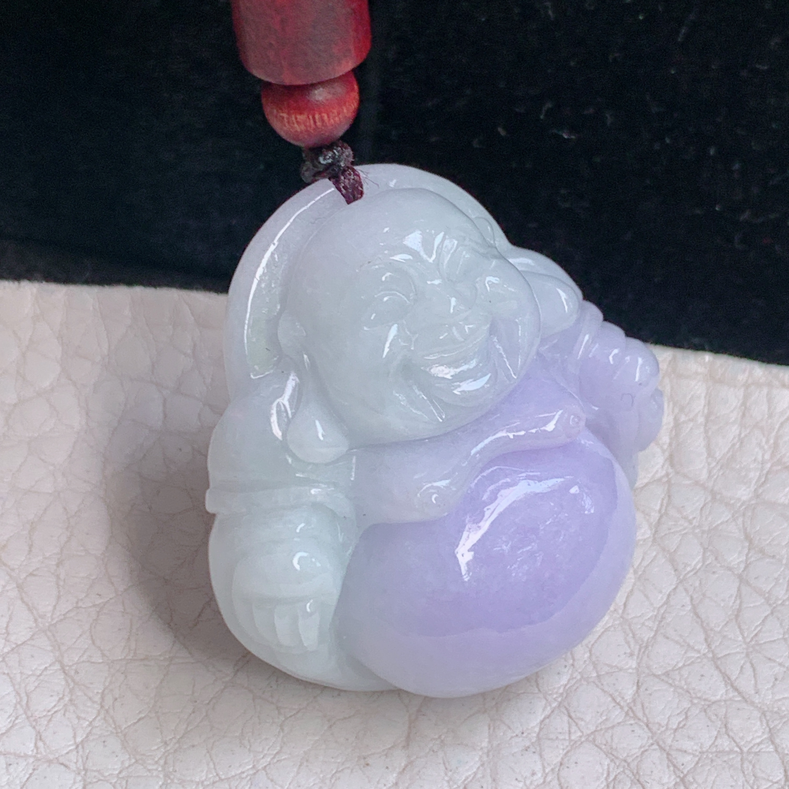 zen实拍35.8*35.5*12招财佛 缅甸翡翠a货精雕紫罗兰佛公  弥勒佛玉吊坠