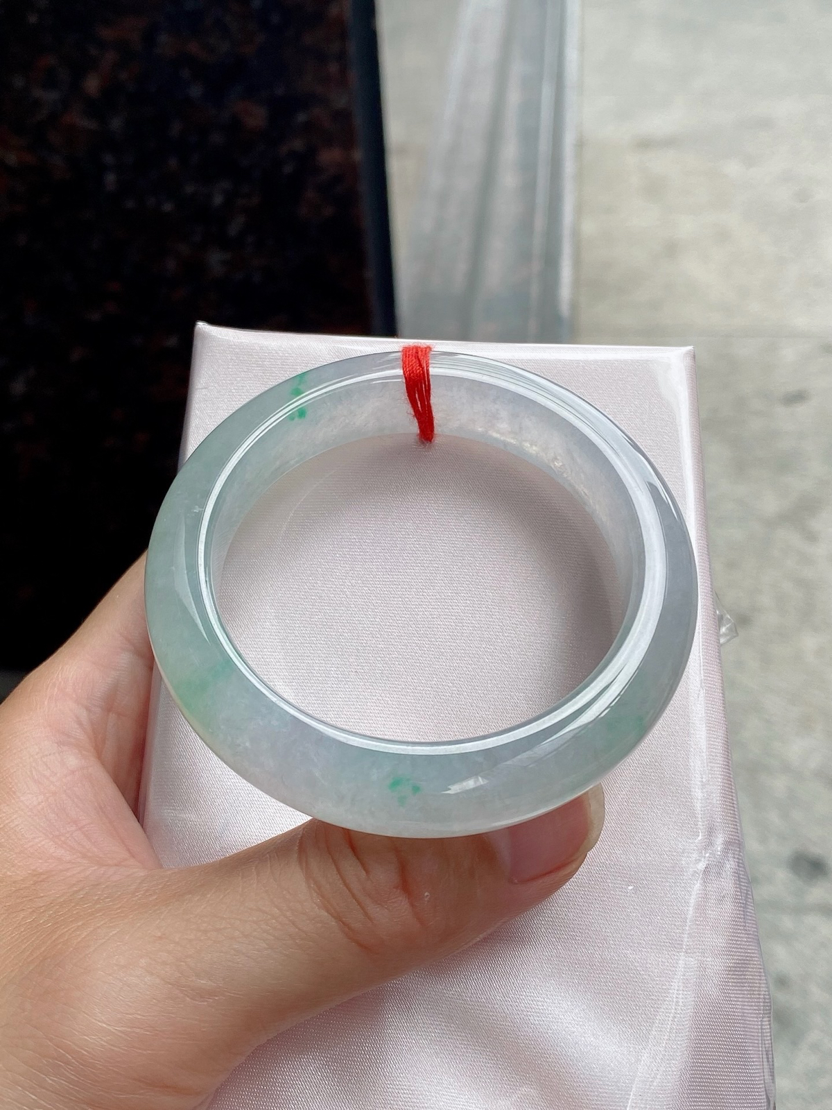 圈口53.5-12.8-9.2     【冰飘绿正圈手镯】圈口53  54可戴  质地细腻   种水好