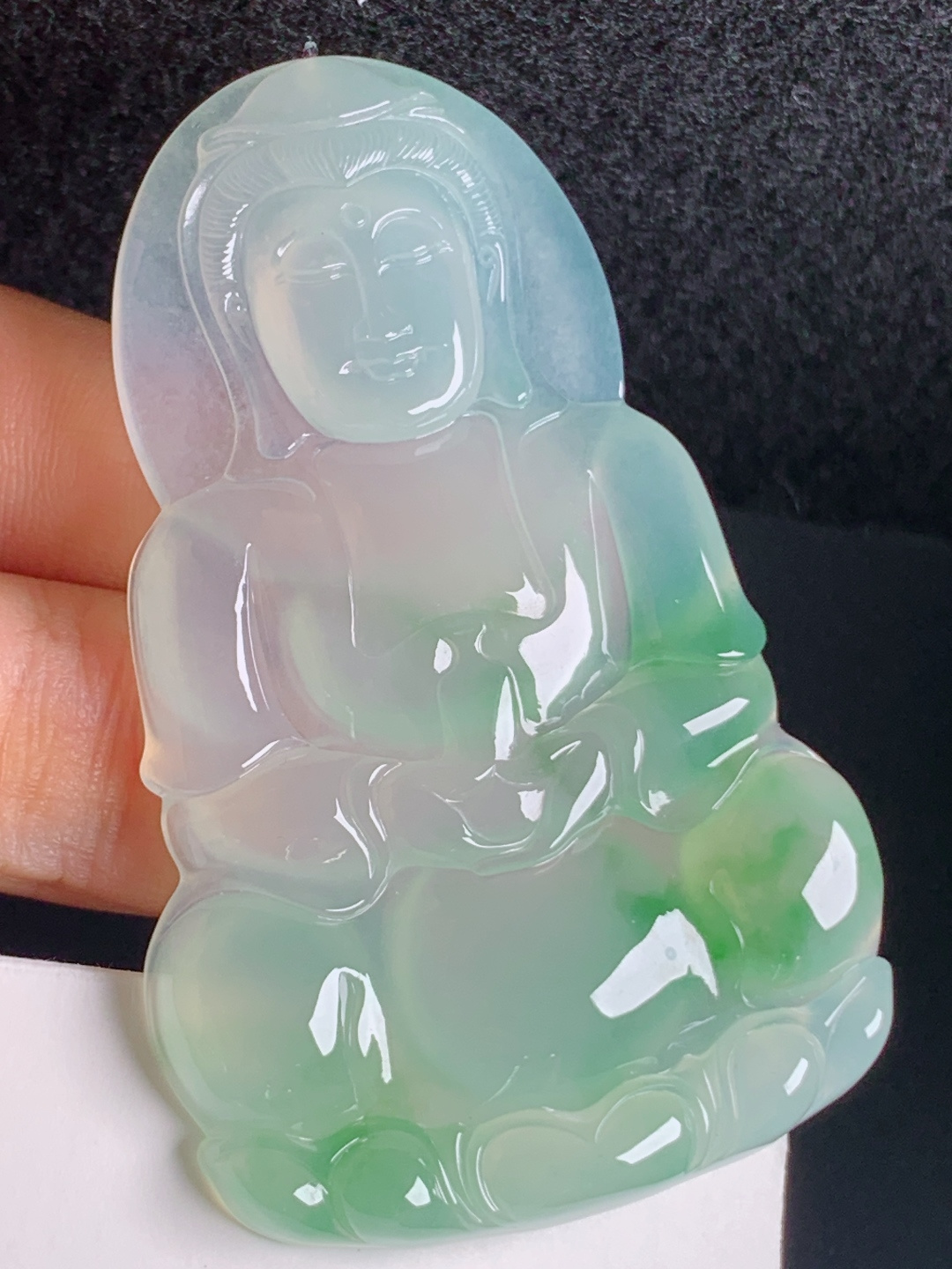 ️ 冰种飘绿观音，冰透起光翠色灵动，雕工端庄大气 0106