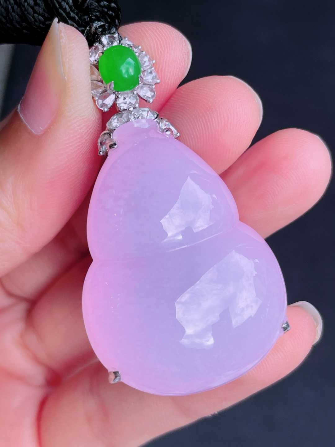 ️高冰紫葫芦吊坠，晶莹剔透，新颖时尚，无裂，39.5-29-7