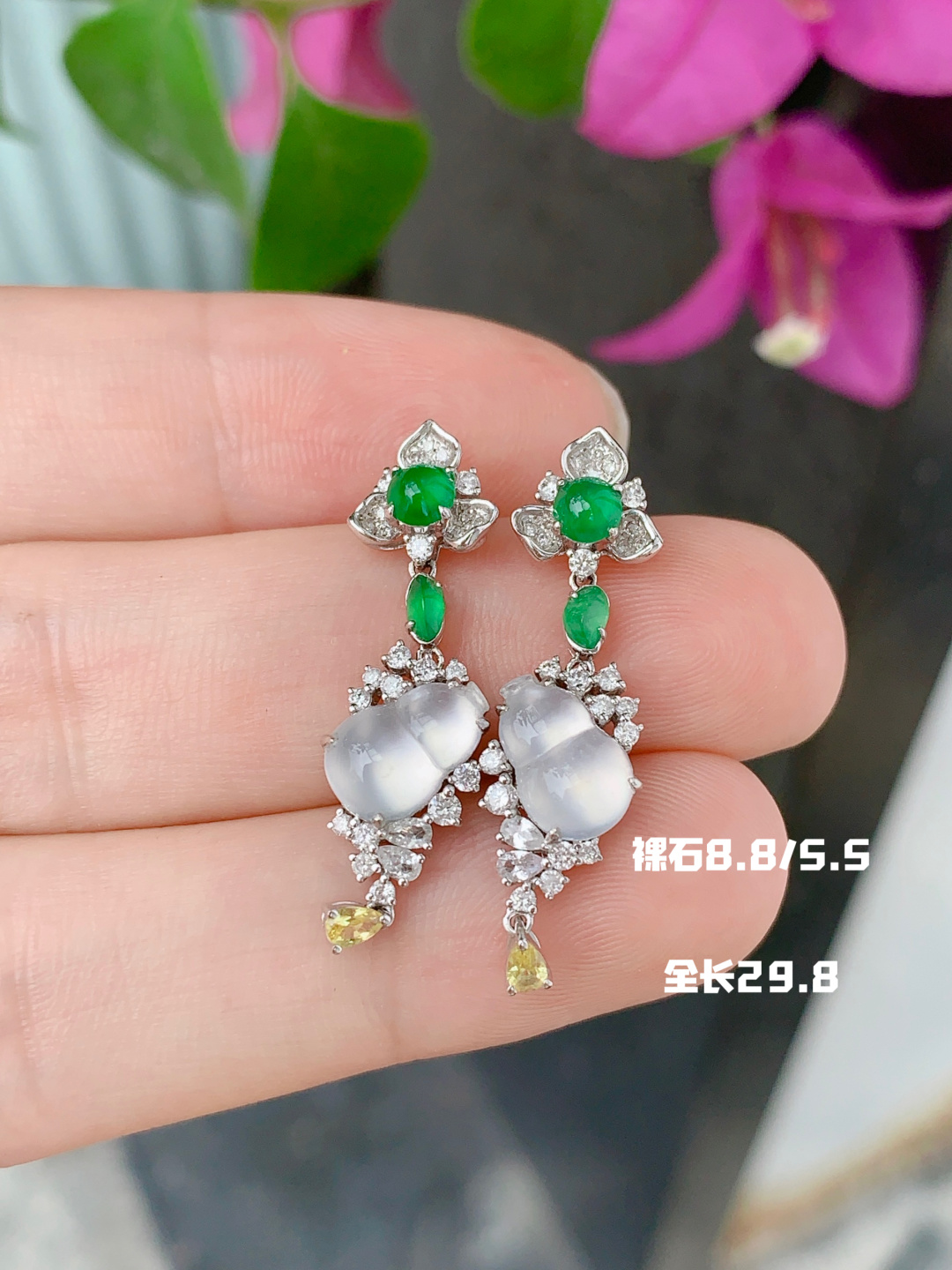 ️高冰葫芦耳环 冰透种水 清新雅致，29.8