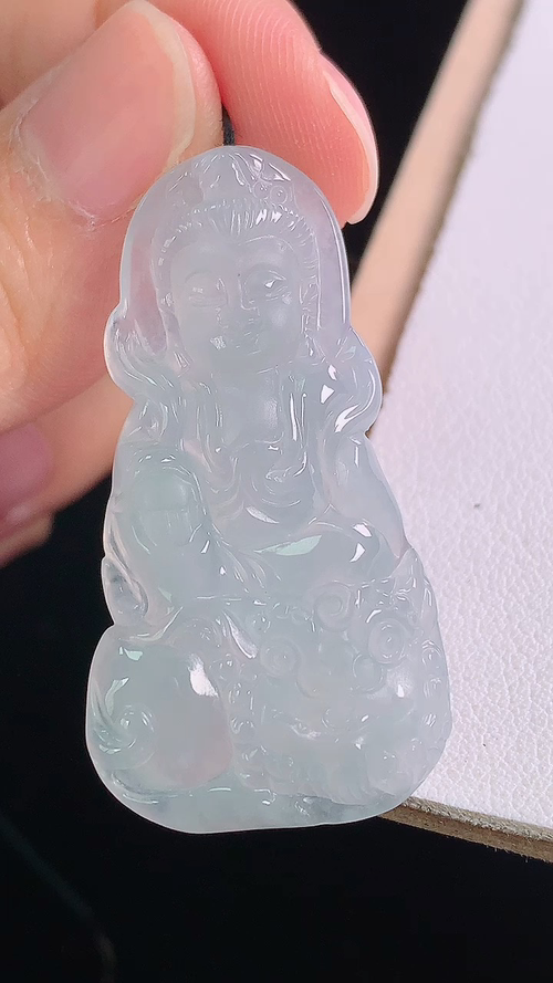 ️冰种文殊菩萨，无裂，尺寸:40.0-21.4-4.6mm