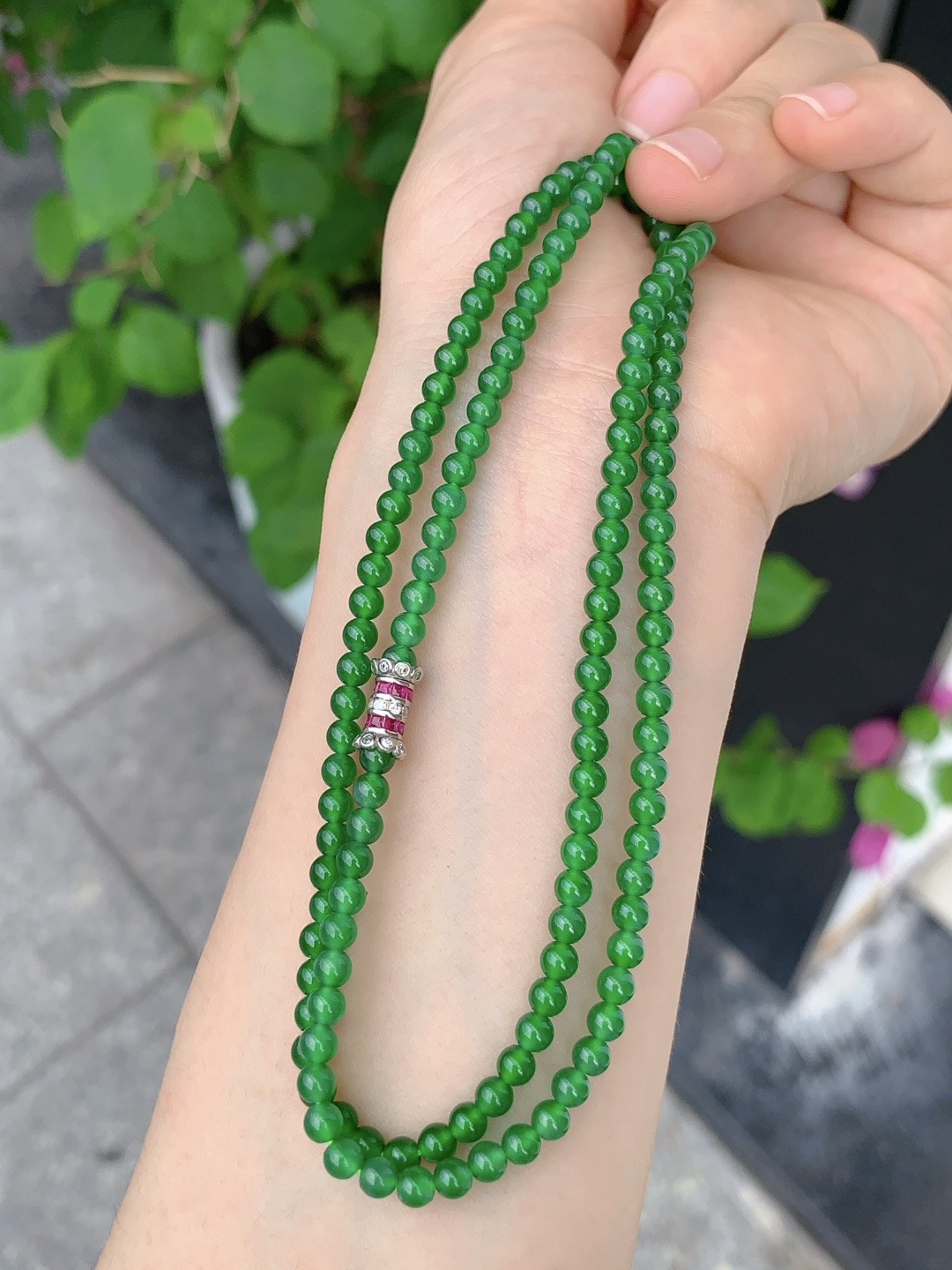 冰阳绿珠链 怎么搭配都好看，清新甜美，3.9