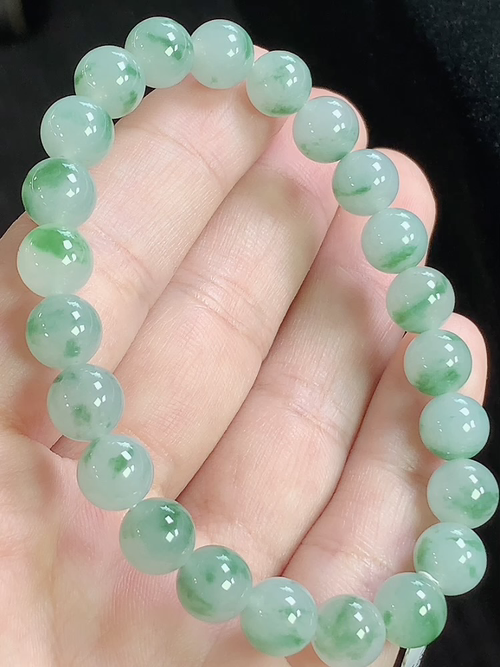 冰飘花玉珠手串，尺寸8.1mm，Q02yye