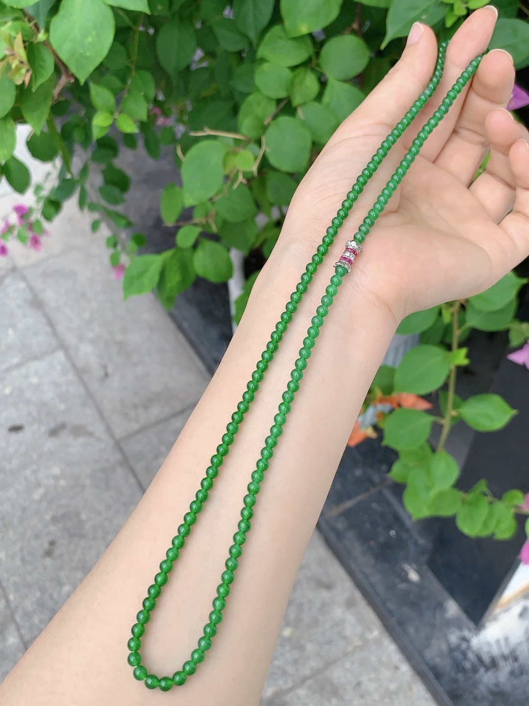 冰阳绿珠链 怎么搭配都好看，清新甜美，3.9