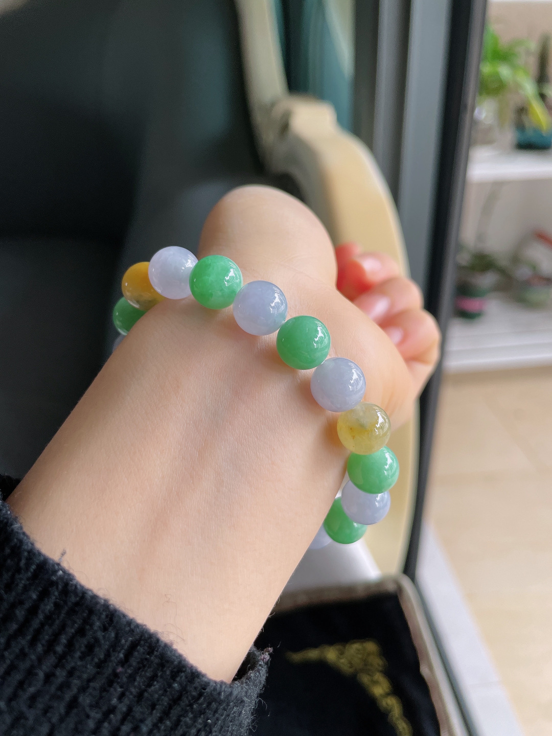 天然翡翠A货，冰多宝手串，尺寸：10mm。【编3426】