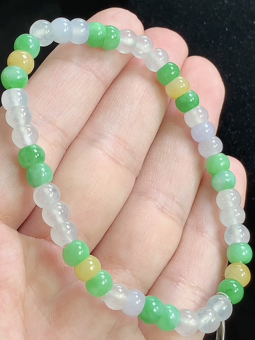 三彩算盘珠手串，尺寸5.5-4.1mm，Q02yye