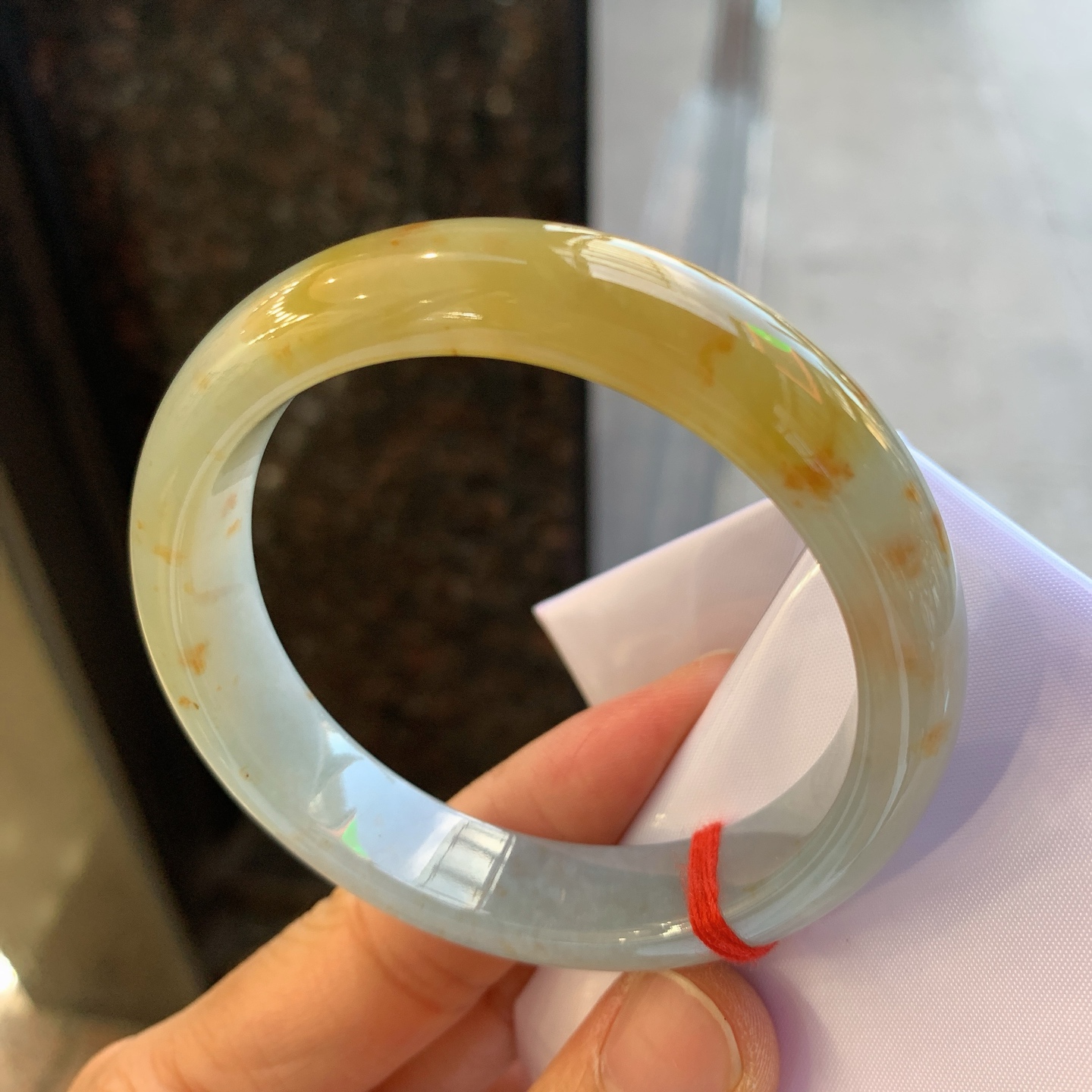 正圈黄翡 无裂 尺寸：56/12.8/8 细腻