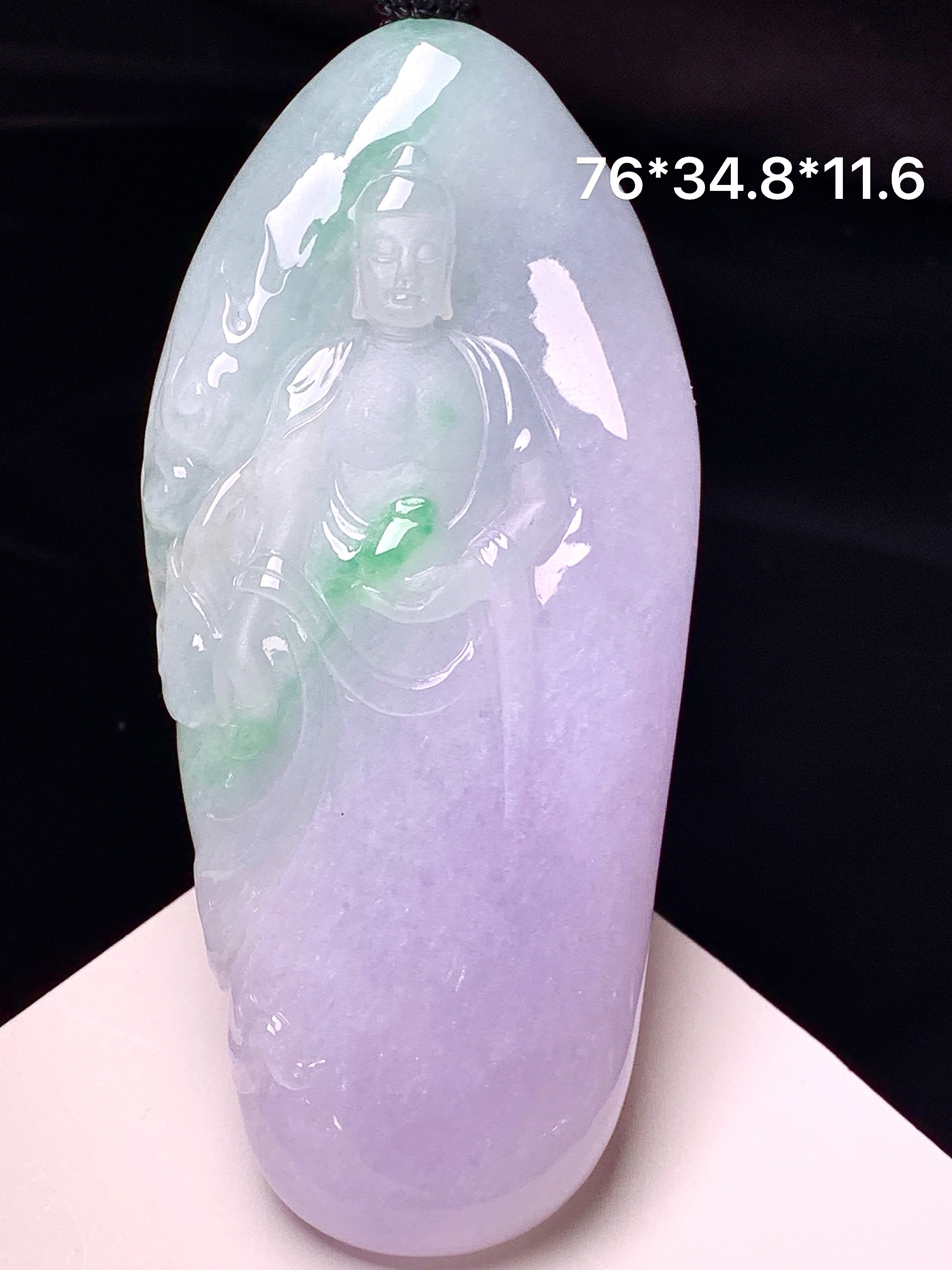 淡春彩观音菩萨吊坠 玉质细腻 色泽艳丽清新 整体尺寸76*34.8*11.6 a5