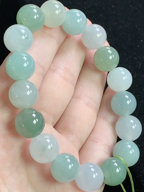 双彩玉珠手串，尺寸12.2mm，Q02zg9
