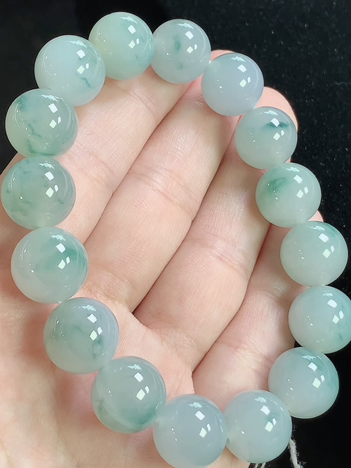 冰飘花玉珠手串，尺寸12.3mm，Q02mdy