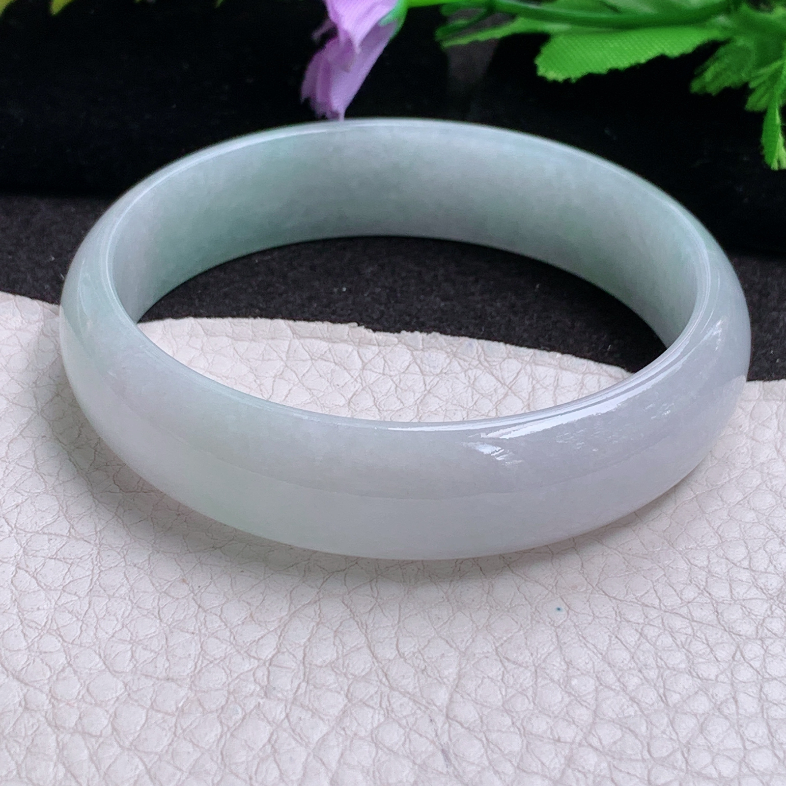 js大圈口61*15*7轮胎镯 缅甸翡翠a货玉手镯胶感 清新水润宽边玉手环