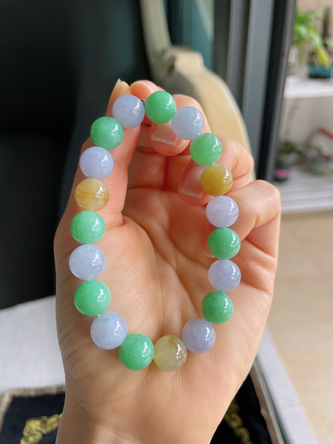 天然翡翠A货，冰多宝手串，尺寸：10mm。【编3426】