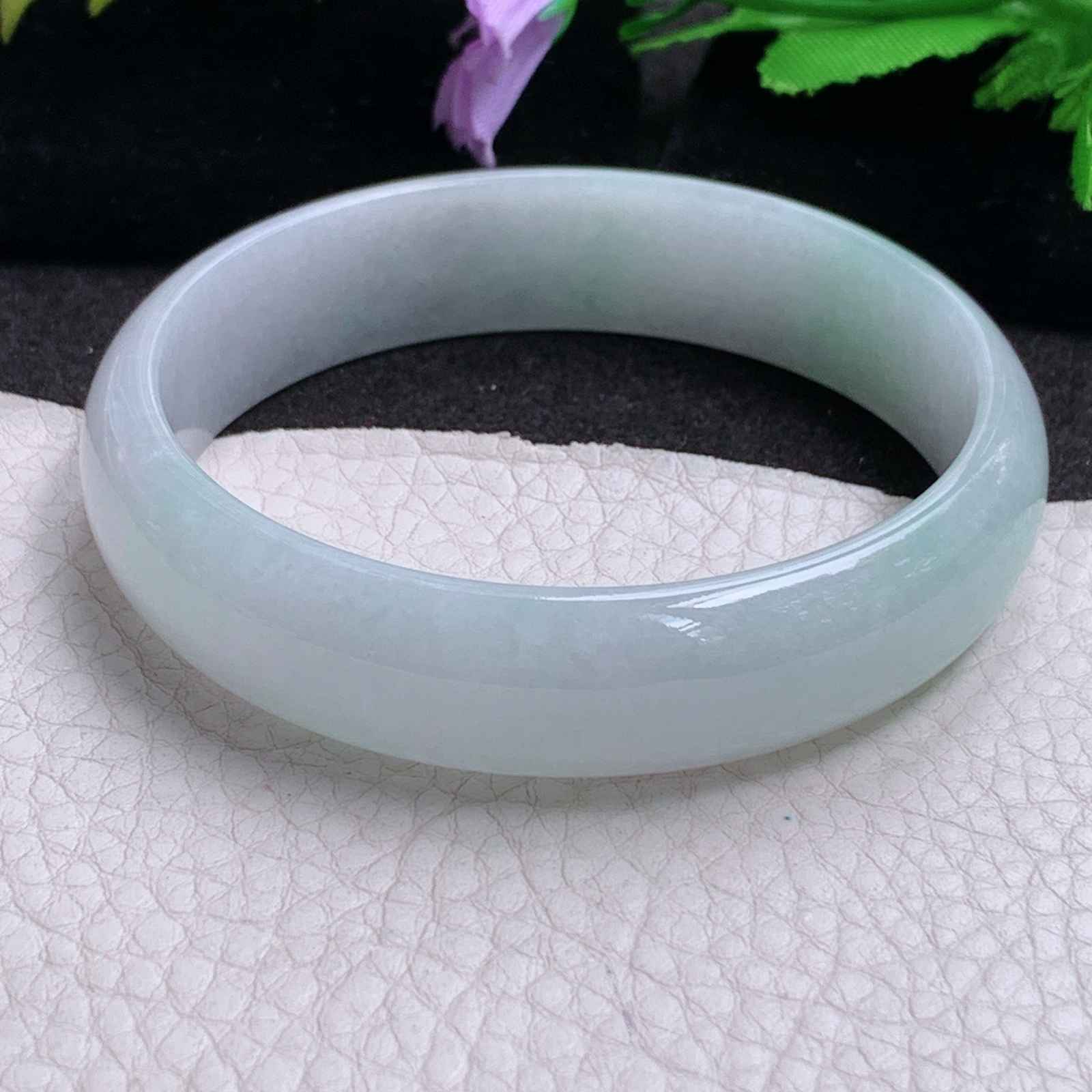 js大圈口61*15*7轮胎镯 缅甸翡翠a货玉手镯胶感 清新水润宽边玉手环