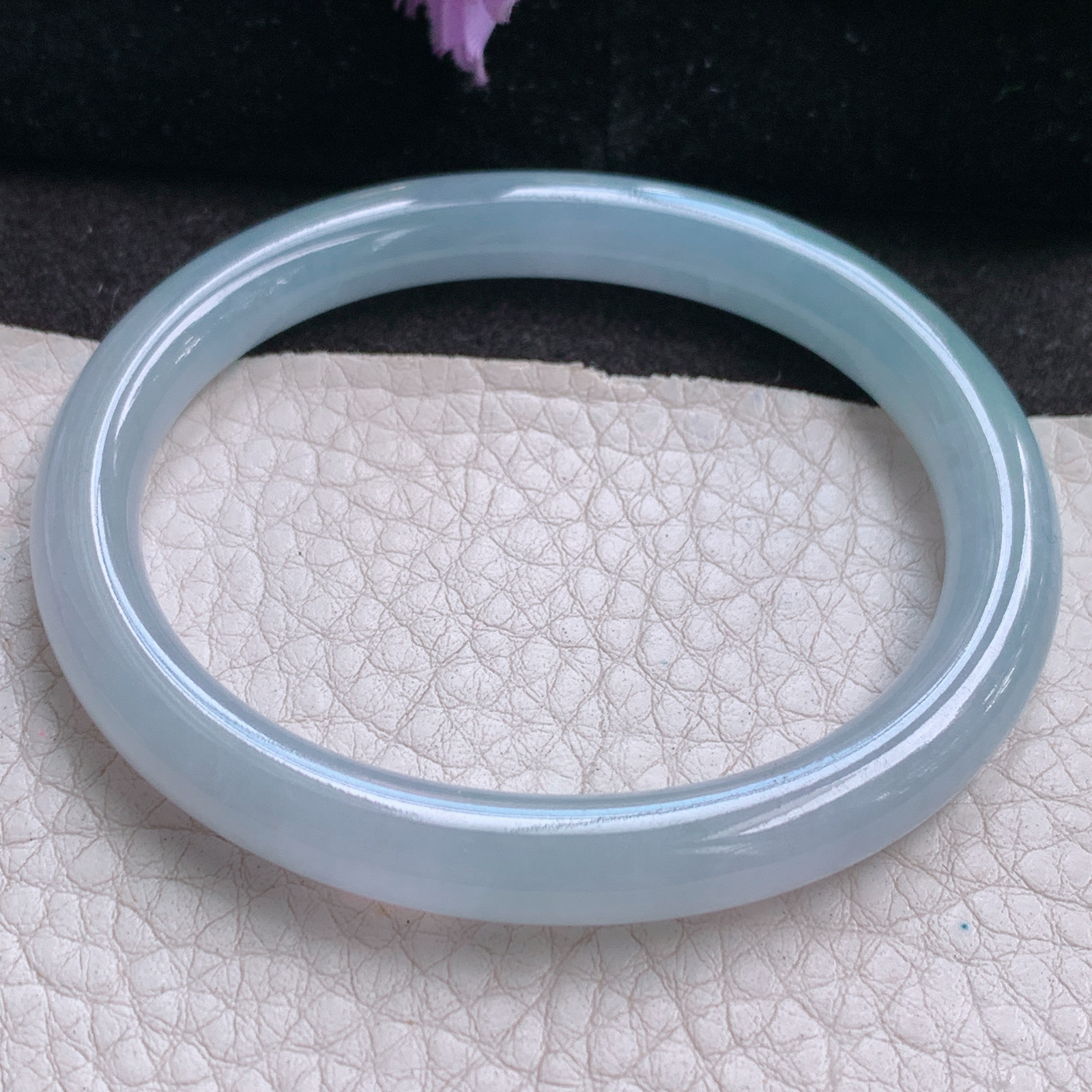 jm实拍55*48*7.6*8贵妃圆镯 缅甸翡翠a货玉手镯胶感 冰紫蛋形圆条玉手环