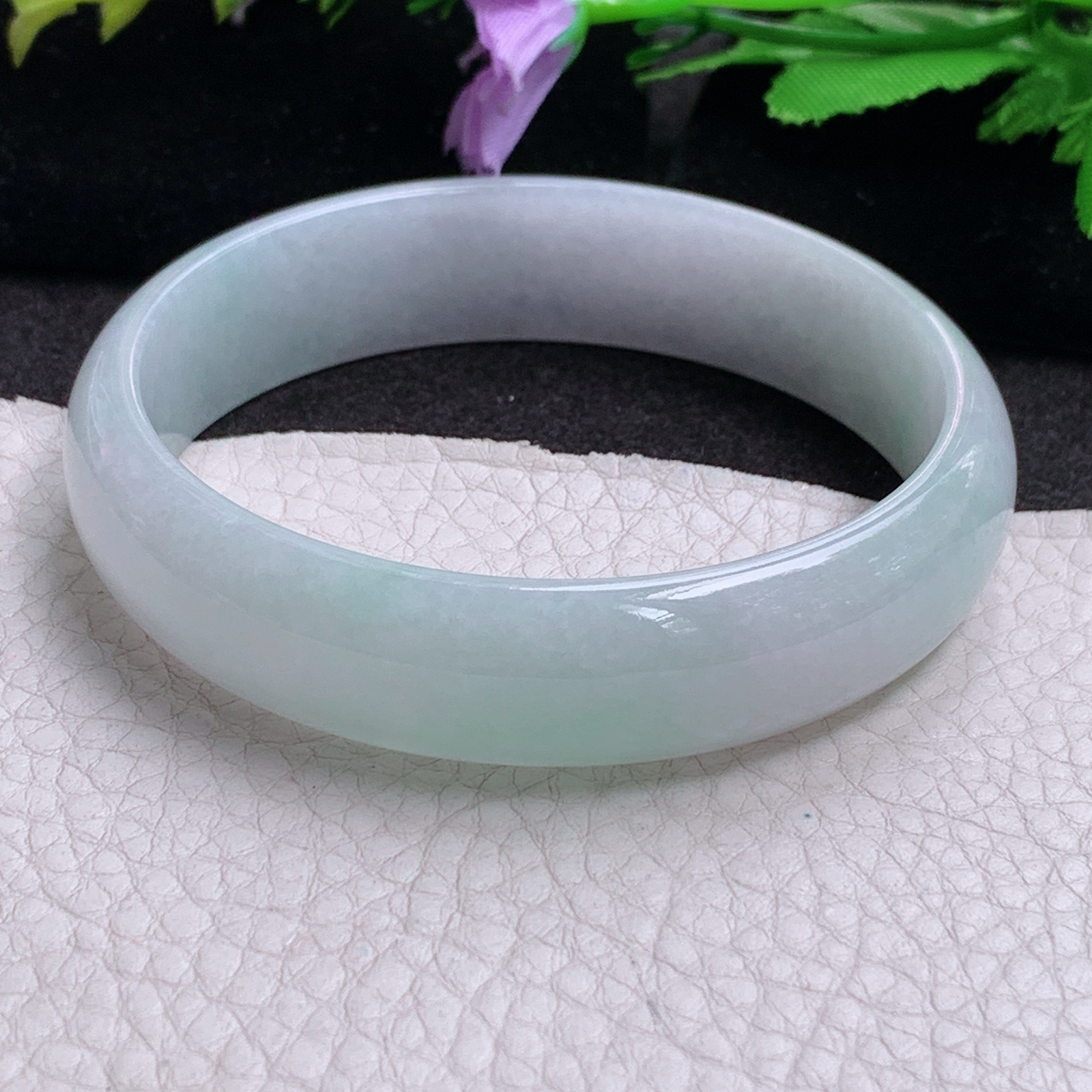 js大圈口61*15*7轮胎镯 缅甸翡翠a货玉手镯胶感 清新水润宽边玉手环