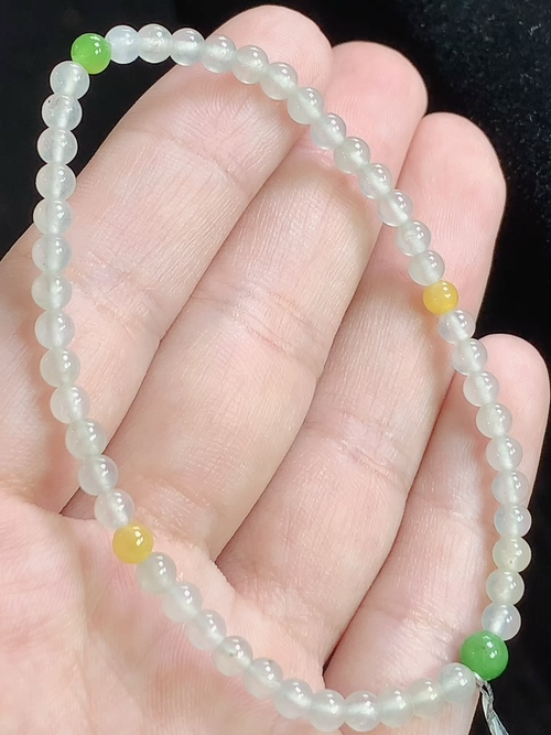 三彩玉珠手串，尺寸3.6-4.7mm，Q02nfy