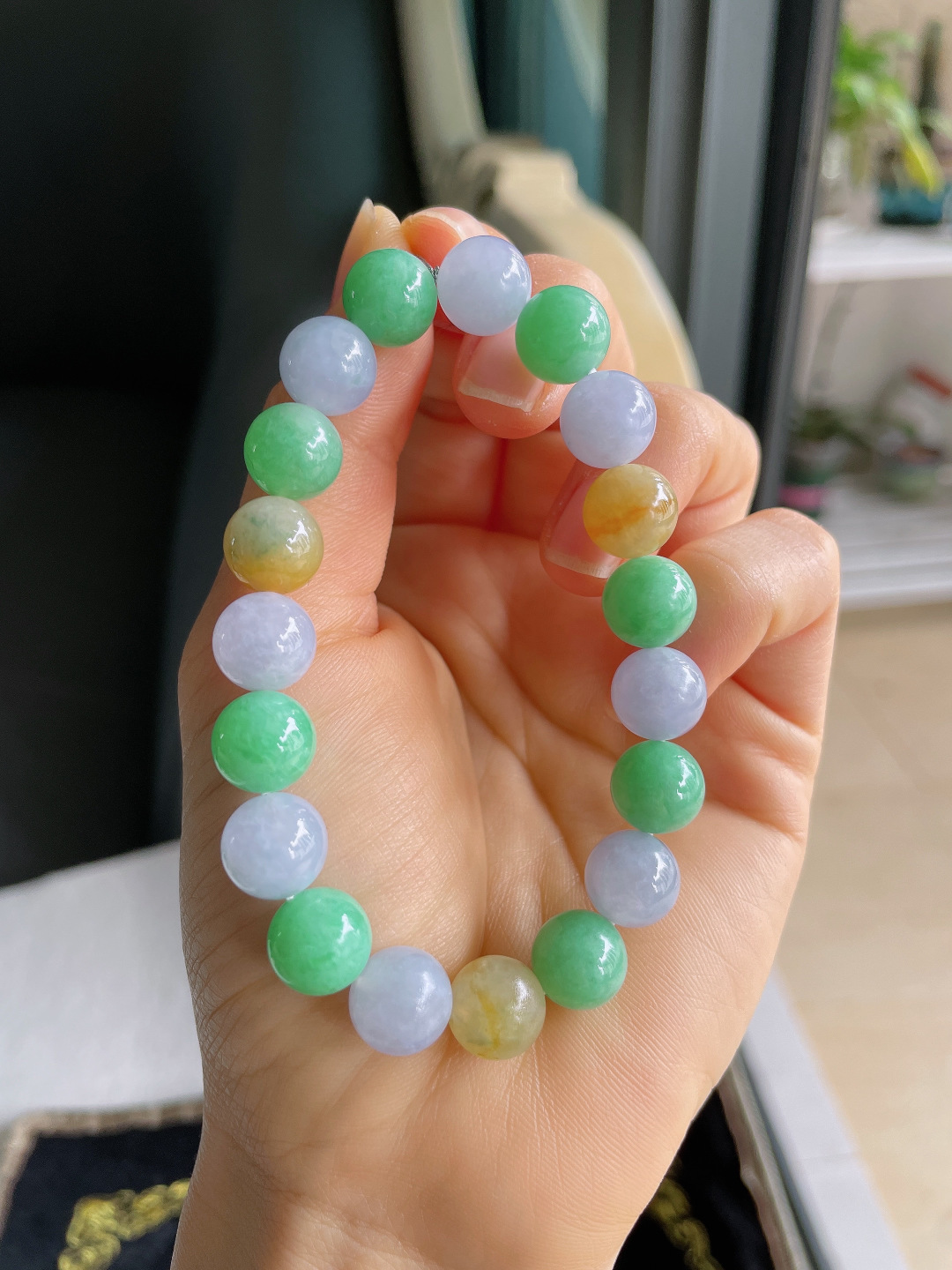 天然翡翠A货，冰多宝手串，尺寸：10mm。【编3426】
