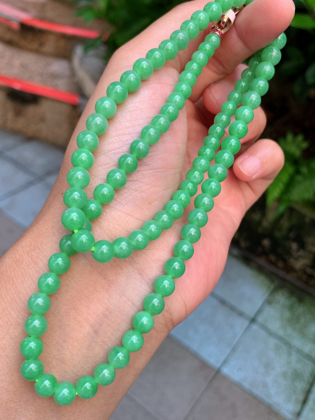 ️ 5.8mm-7.6mm93颗满绿项链 不议