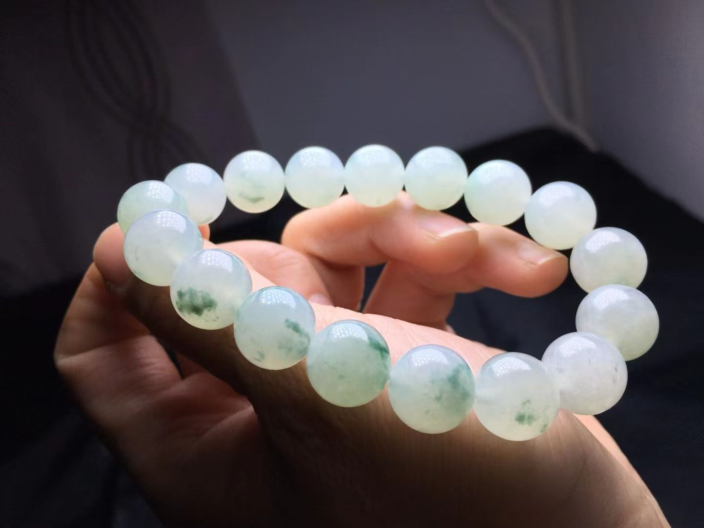 ️ 冰种手串，卡12.2～12mm，17颗，种好，玉质细腻，均匀，度极高
