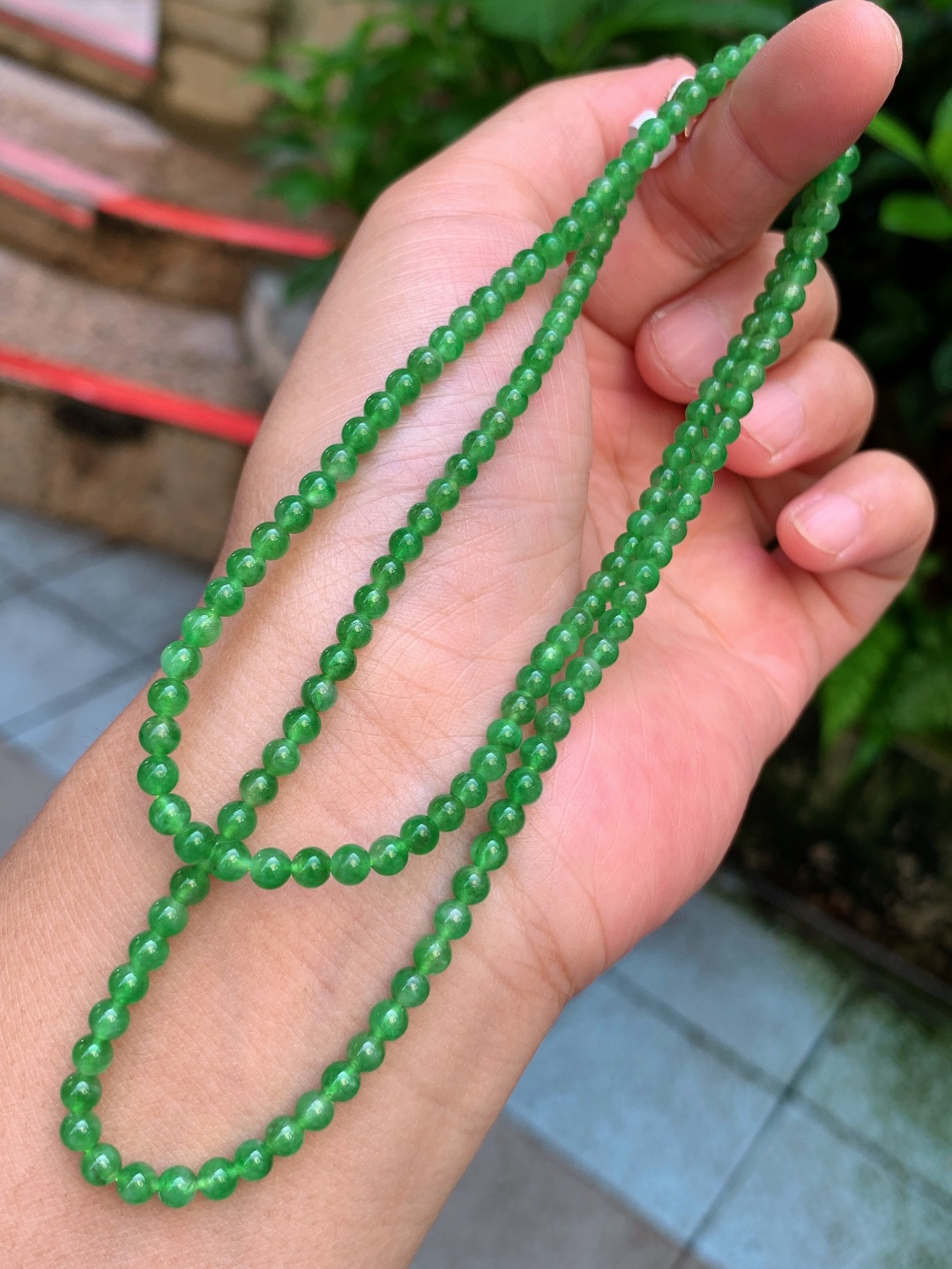 ️ 3.4mm-4mm158颗冰绿项链