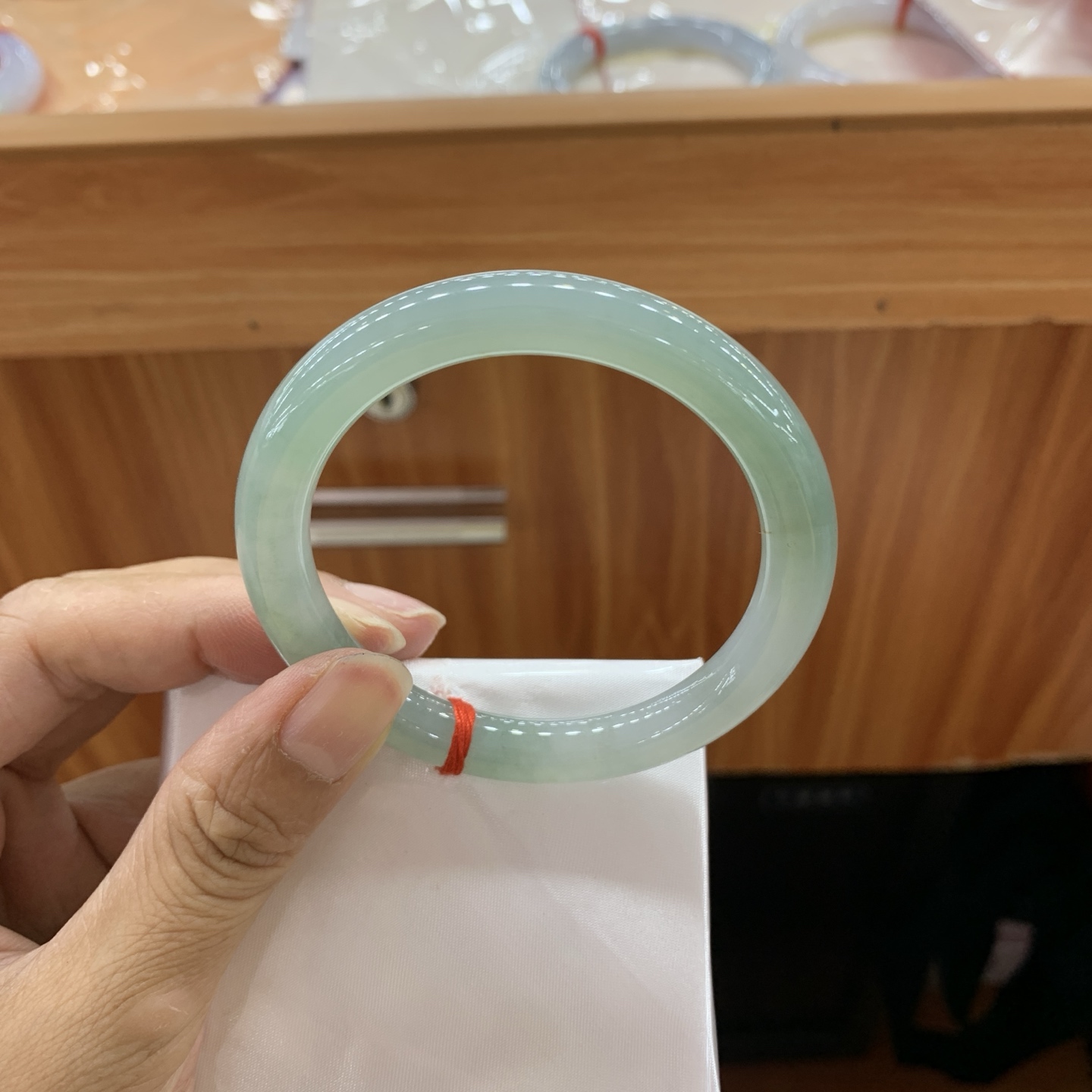 冰湖水绿小圆条翡翠手镯 54.5-8.6-8.5