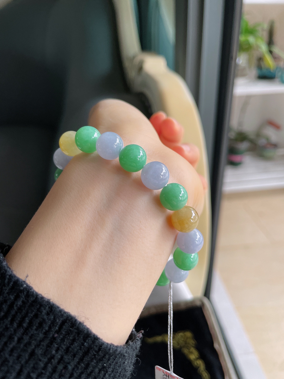 天然翡翠A货，冰多宝手串，尺寸：10mm。【编3426】