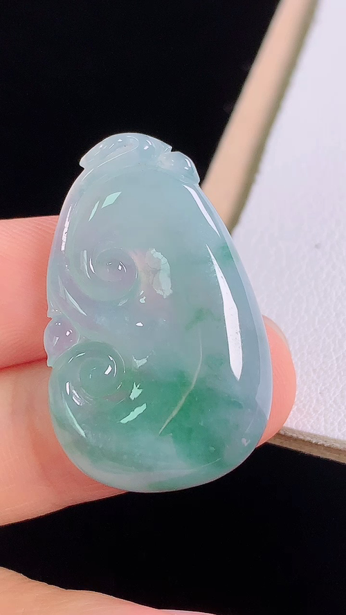 ️冰蓝花如意，无裂，尺寸:30.2-19.0-4.6mm 29