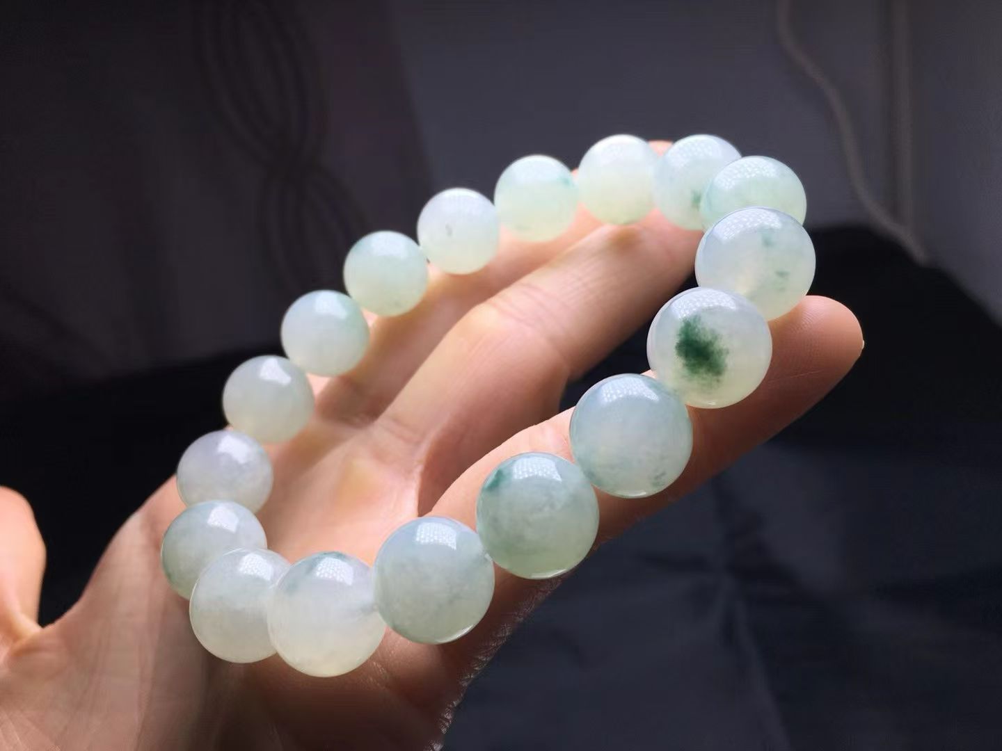 ️ 冰种手串，卡12.2～12mm，17颗，种好，玉质细腻，均匀，度极高