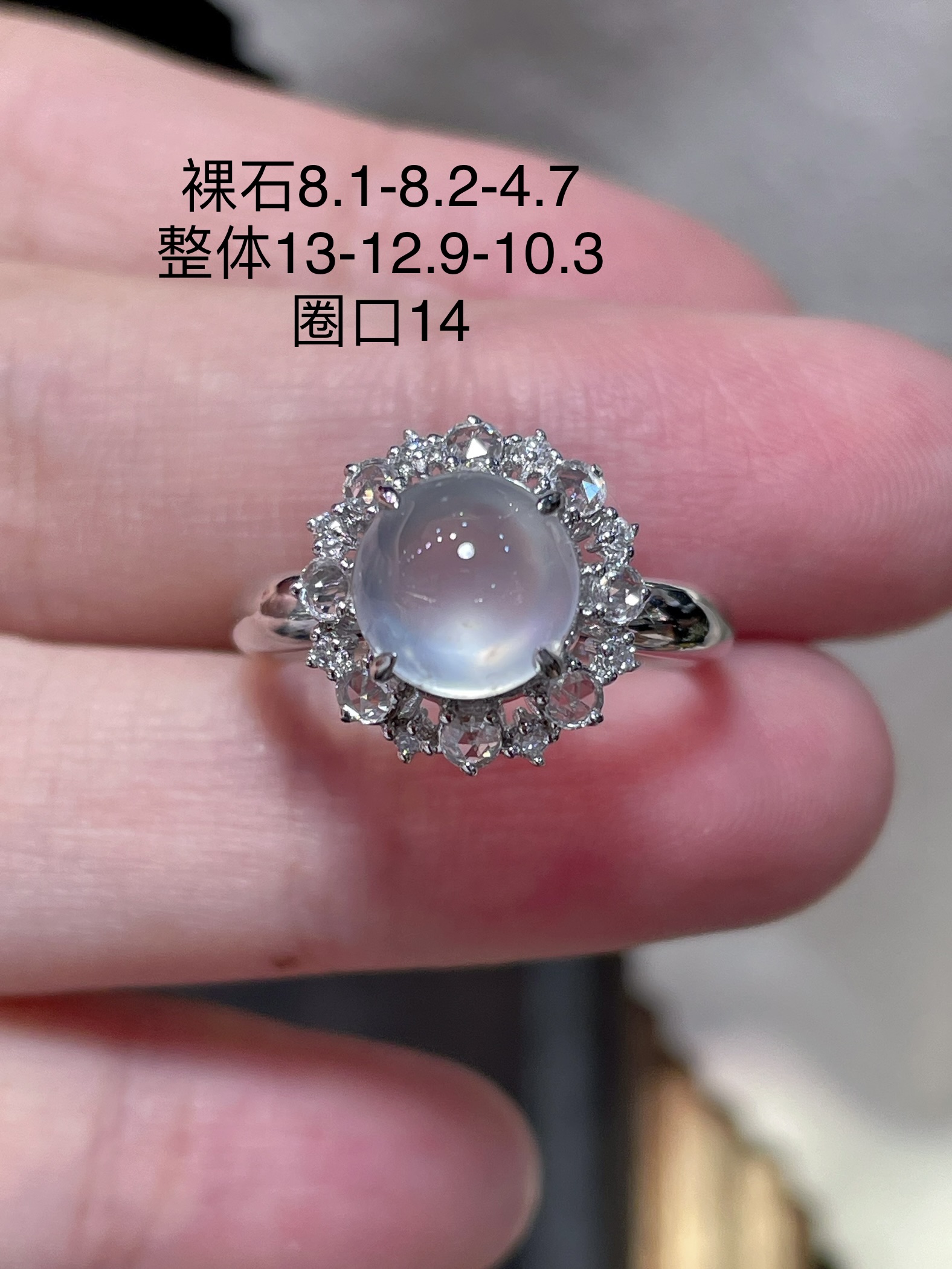 ️ 性比高 翡翠蛋面戒指，形状饱满圆润 品相特别好，满色，品相好 胶感十足，8.1-8.2-4.7