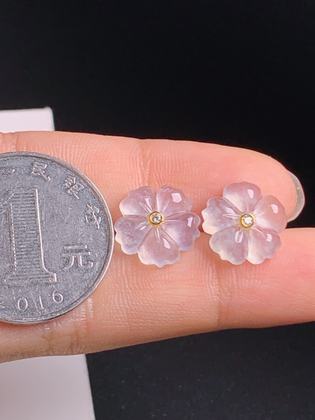 高冰小花耳钉，冰莹透亮18K金镶，精致秀气日常佩戴 裸石13.2-3.2 53